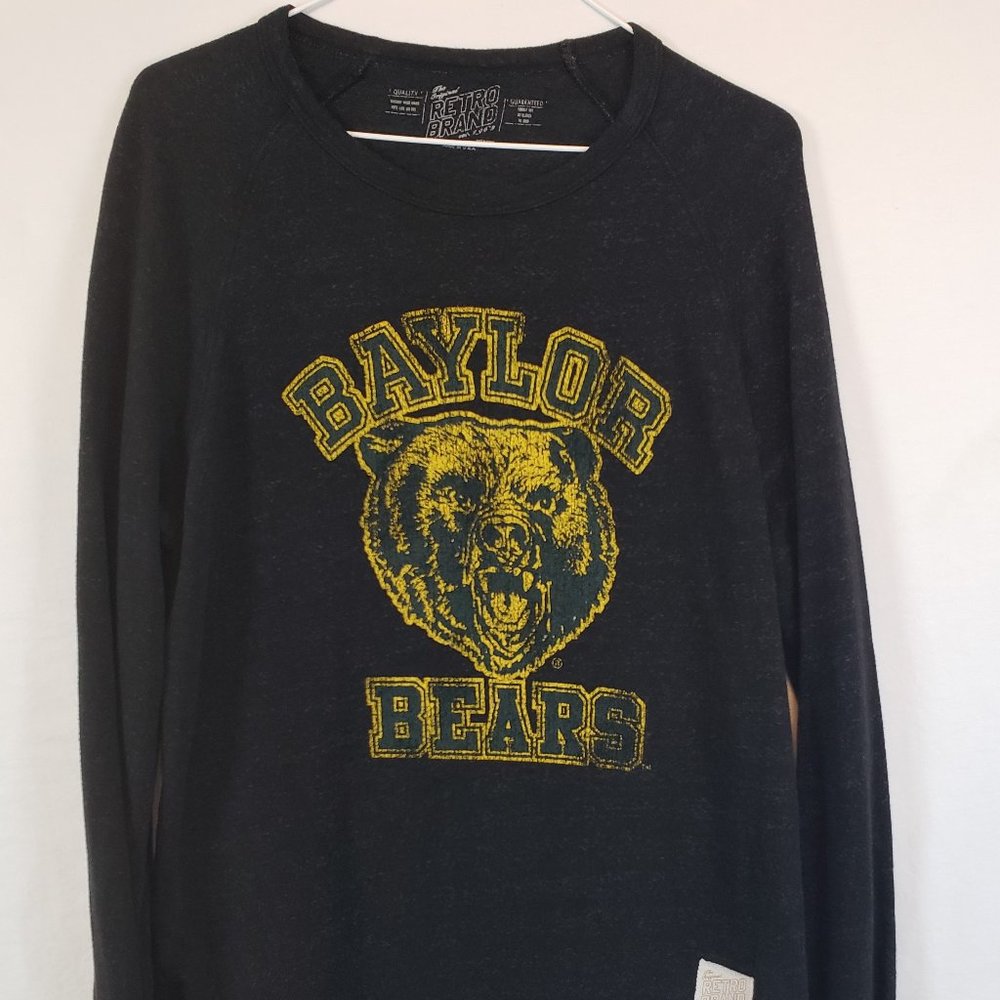 The Original Retro Brand Baylor Bears Distressed LS Crew Neck T-shirt Womens Me